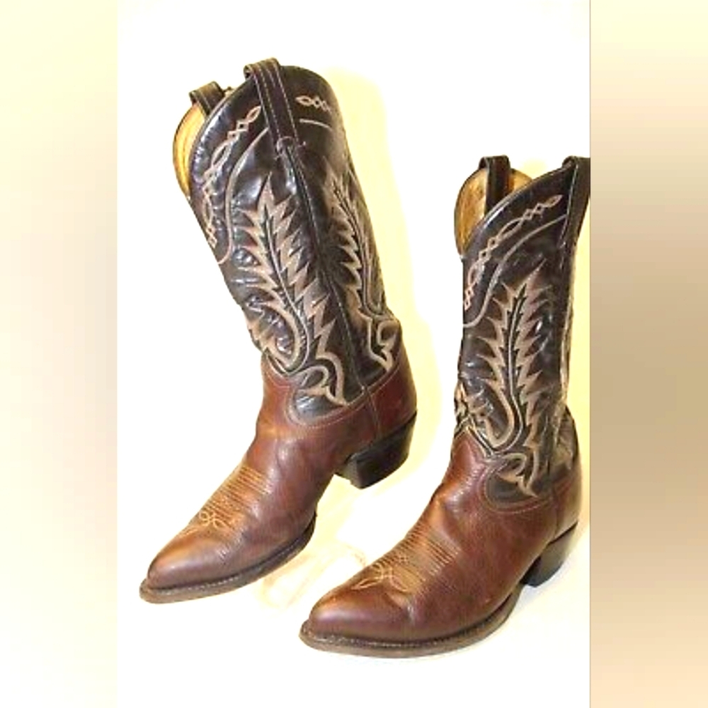 Tony Lama Designer Tall Brown Leather Cowboy Western Boots Mens 8.5 Or Women 10